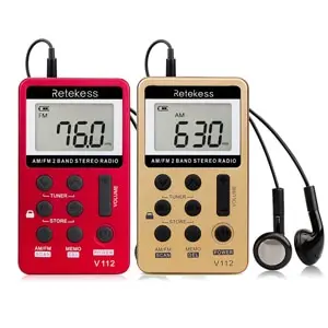 Retekess V112 Radio Mini Pocket Radio Receiver Portable Radios AM FM Rechargeble Sleep Time Earphone For Walkman Go Hiking