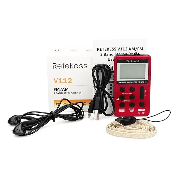Retekess V112 Radio Mini Pocket Radio Receiver Portable Radios AM FM Rechargeble Sleep Time Earphone For Walkman Go Hiking