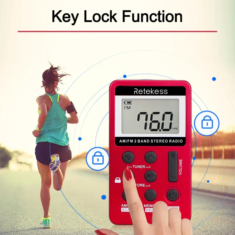 Retekess V112 Radio Mini Pocket Radio Receiver Portable Radios AM FM Rechargeble Sleep Time Earphone For Walkman Go Hiking