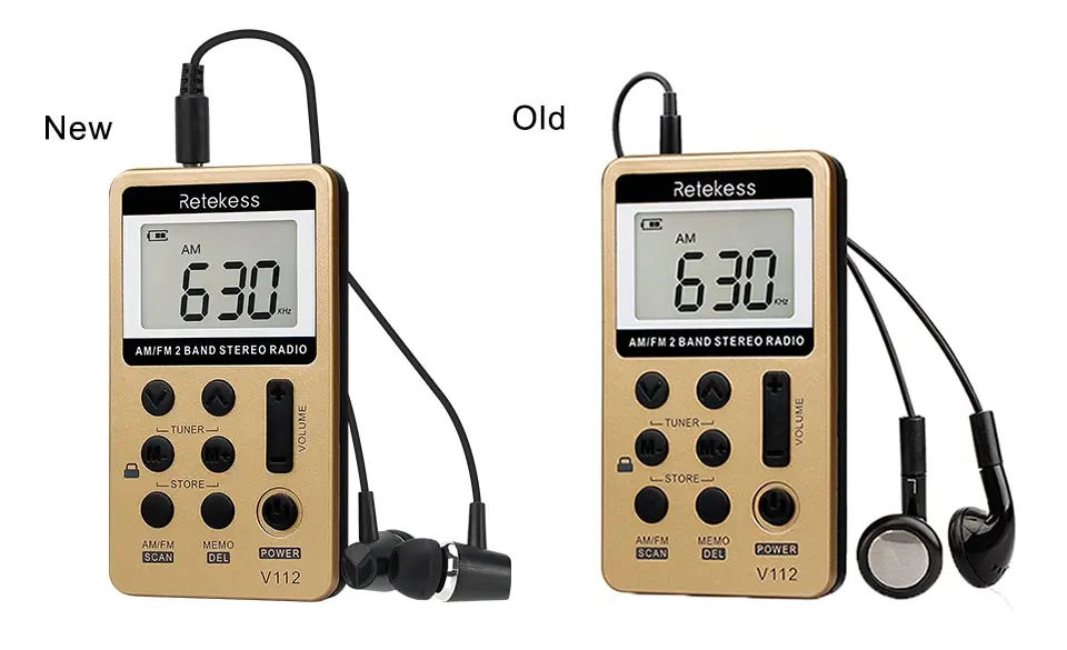 Retekess V112 Radio Mini Pocket Radio Receiver Portable Radios AM FM Rechargeble Sleep Time Earphone For Walkman Go Hiking