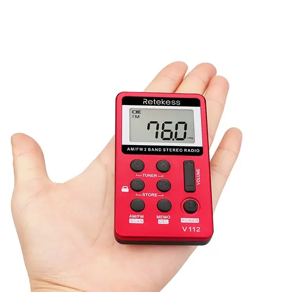 Retekess V112 Radio Mini Pocket Radio Receiver Portable Radios AM FM Rechargeble Sleep Time Earphone For Walkman Go Hiking