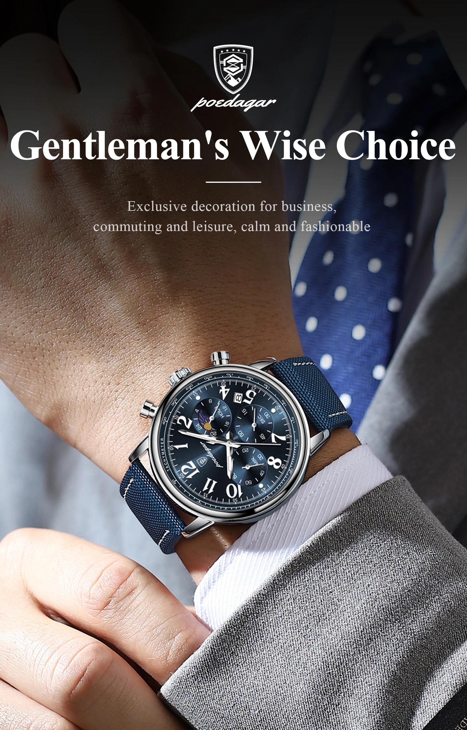 POEDAGAR Luxury Sports Military Men Watch Waterproof Luminous Chronograph Nylon Leather Date Man Wristwatch Quartz Men's Watches