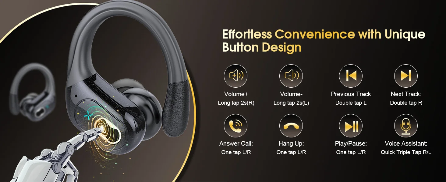 Bluetooth 5.3 Headphones 2024 Wireless Earbuds 75hrs Sport Bluetooth Earphone with Noise Cancelling Mic IPX7 Waterproof Headsets
