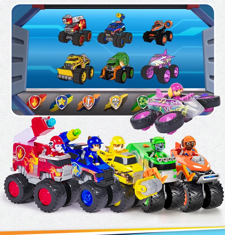 Original Paw Patrol Boomer Roxi Rescue Wheels BIG WHEELED TOY TRUCK with Collectible Action Figure Kids Toys for Boys & Girls