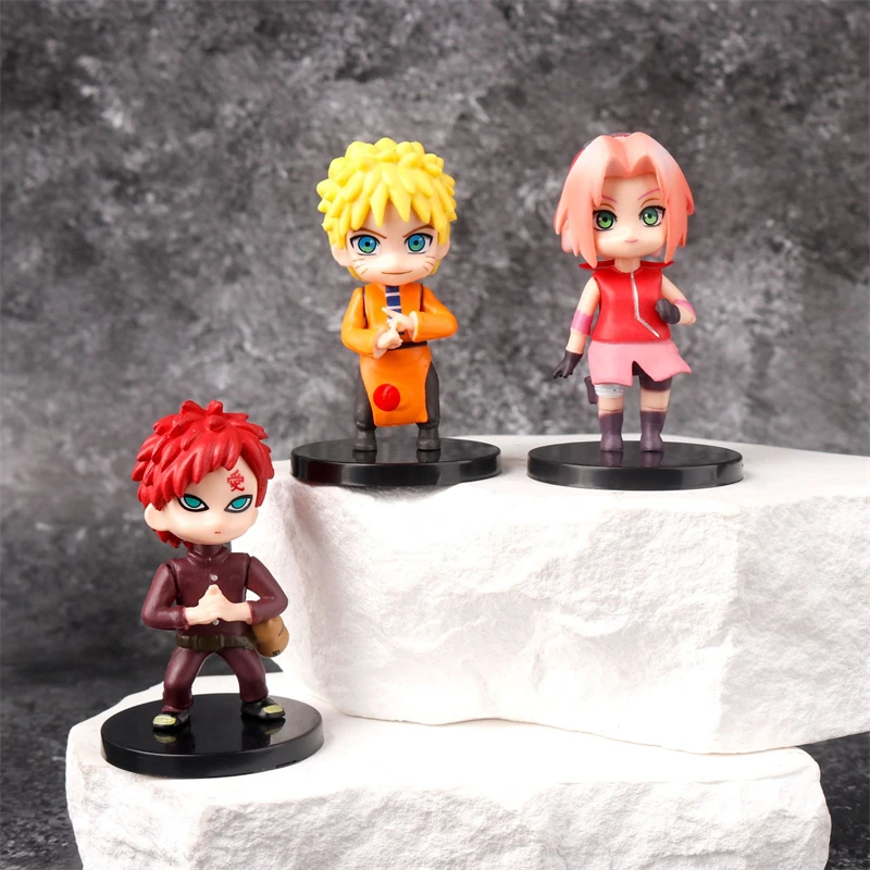 12Pcs/Set Naruto Q Verison Figure Toys Cute Anime Mini Sasuke Kakashi Itachi Gaara Jiraiya Kawaii PVC Action Figurine Model Doll