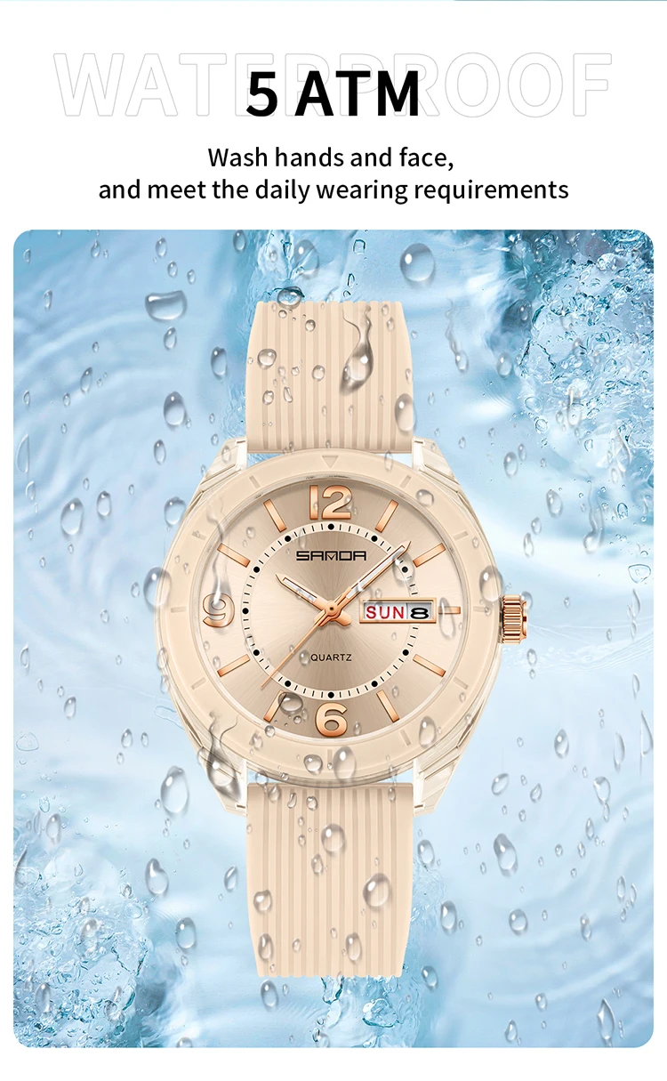 SANDA Quartz Watch for Women Waterproof Auto Date Week Elegant Luxury Ladies Wristwatch Waterproof Analog Women's Watches