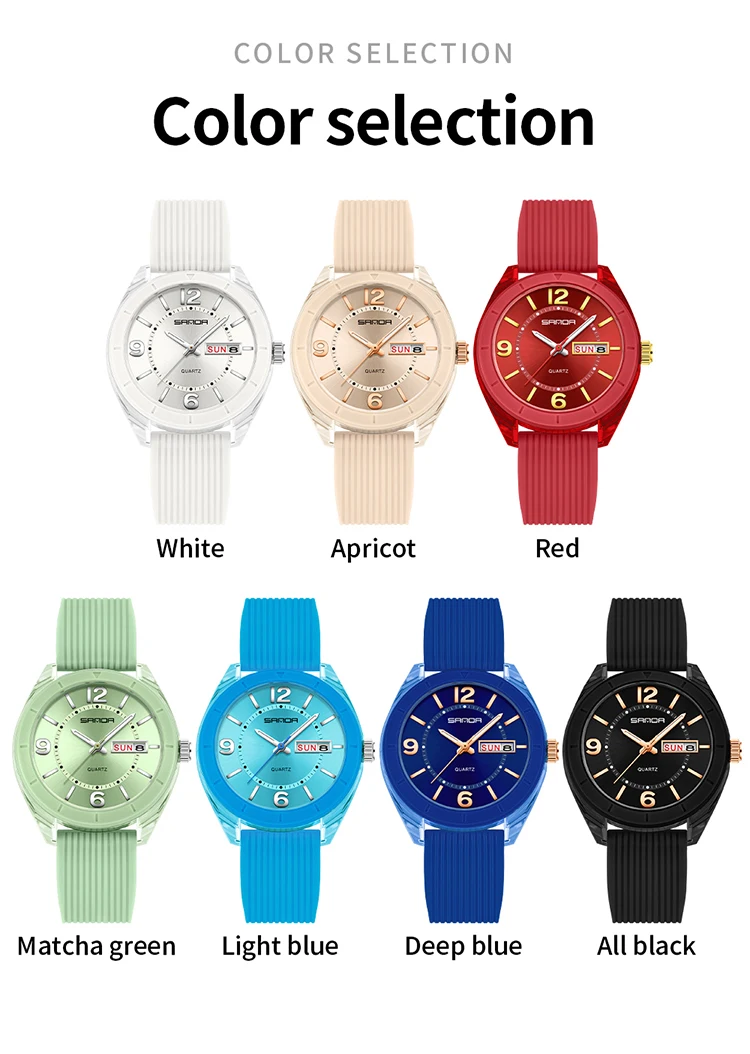 SANDA Quartz Watch for Women Waterproof Auto Date Week Elegant Luxury Ladies Wristwatch Waterproof Analog Women's Watches