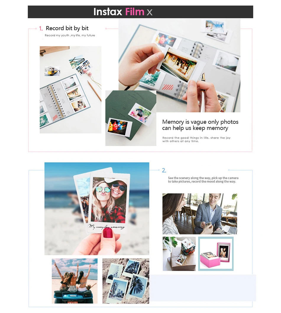 Fujifilm Instax Mini Film White 10 20 40 60 80 100 Sheets For FUJI Instant Photo Camera Mini 12/11 9 8 7 70 90 Film Camera