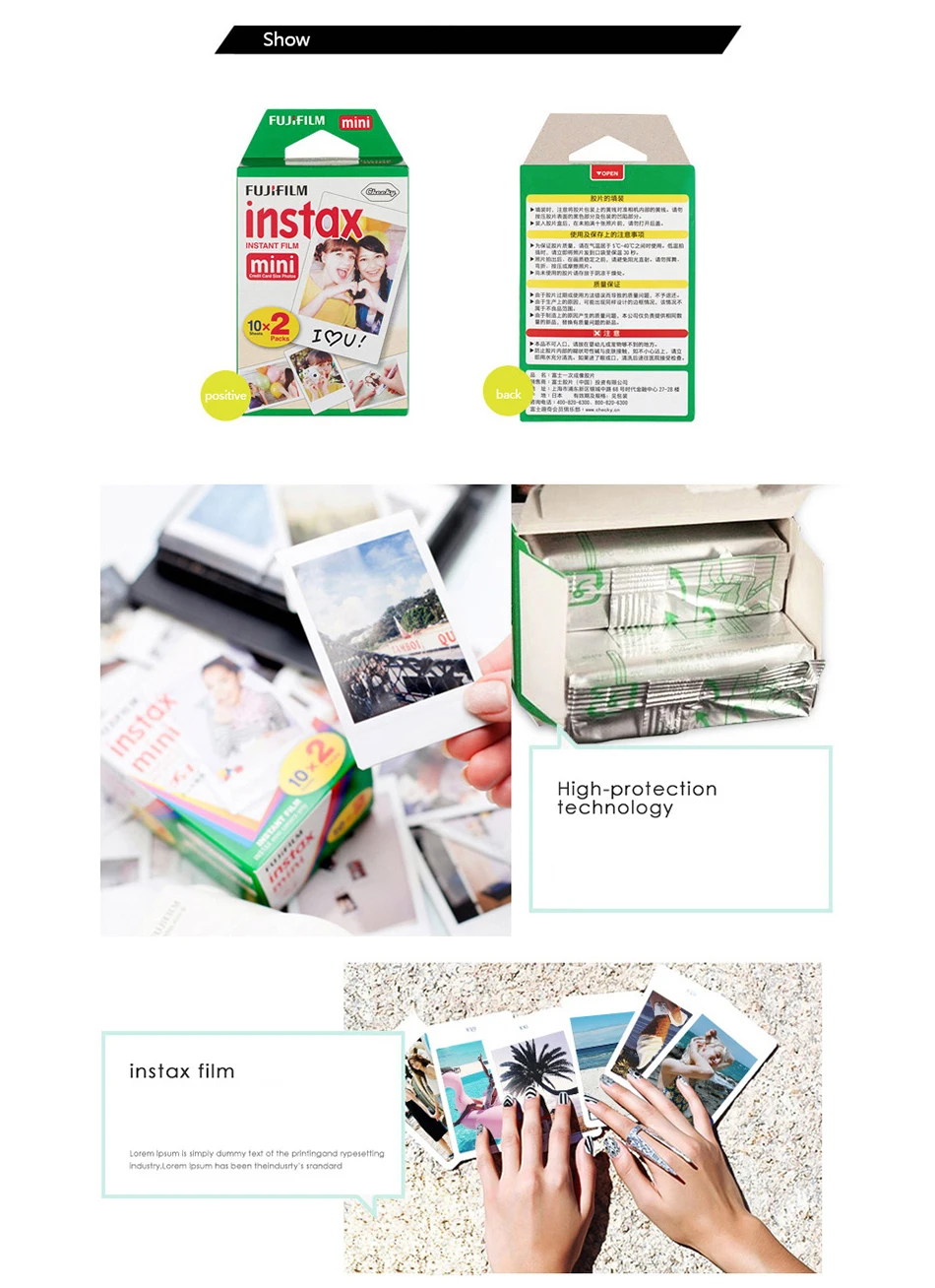 Fujifilm Instax Mini Film White 10 20 40 60 80 100 Sheets For FUJI Instant Photo Camera Mini 12/11 9 8 7 70 90 Film Camera