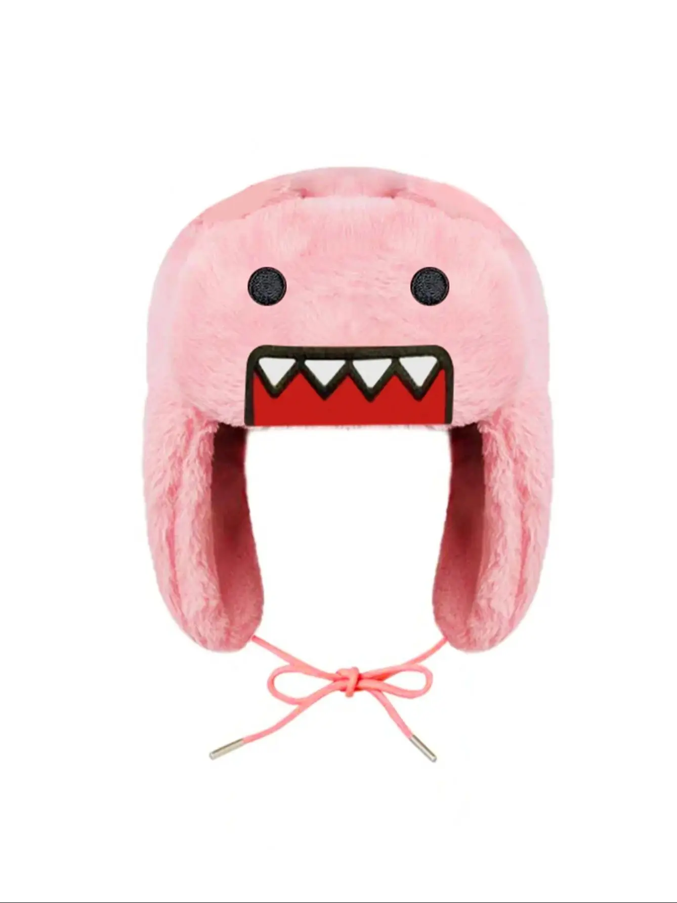 Domokun Pink Cartoon DesignEmbroidery Warm Coral Velvet Lei Feng Hat Autumn Winter Outdoor Ear Protection