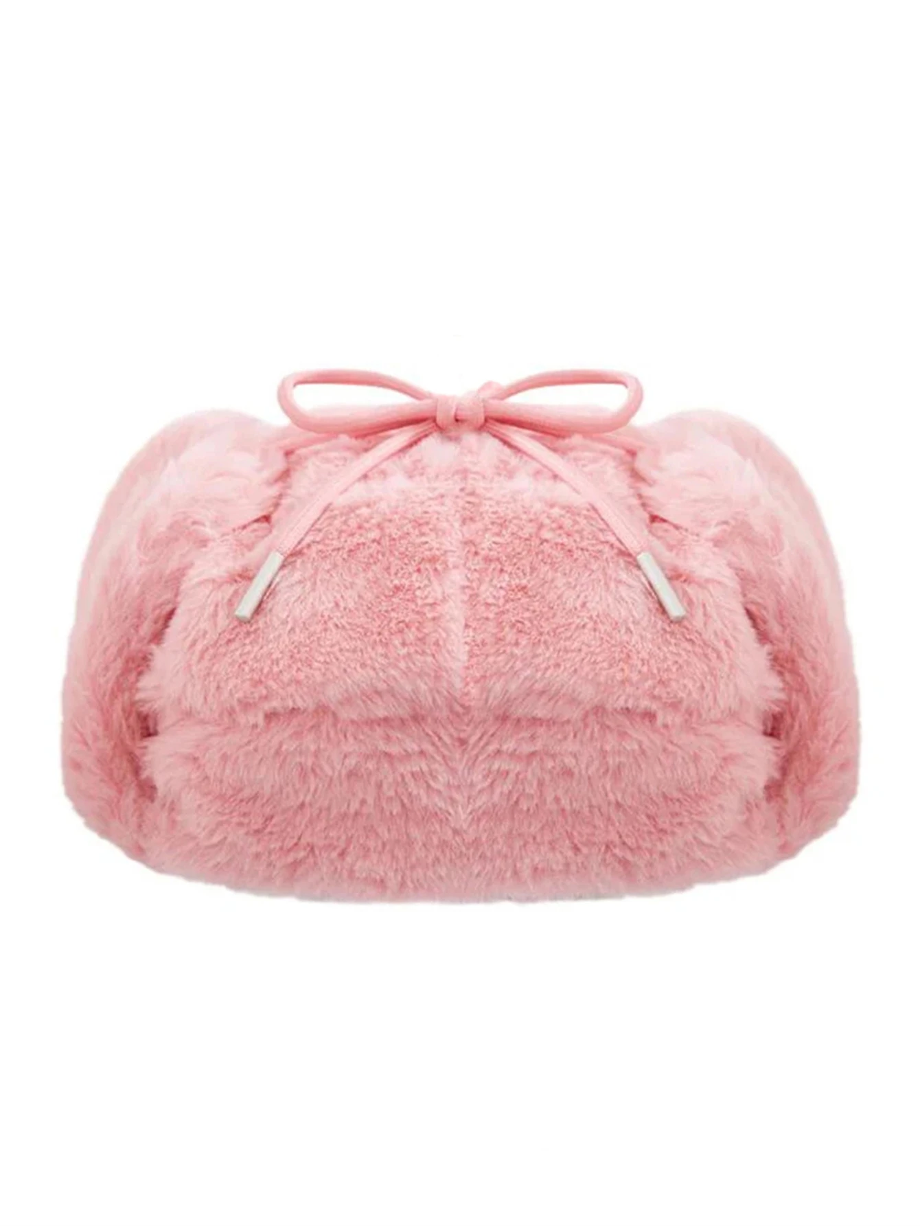 Domokun Pink Cartoon DesignEmbroidery Warm Coral Velvet Lei Feng Hat Autumn Winter Outdoor Ear Protection