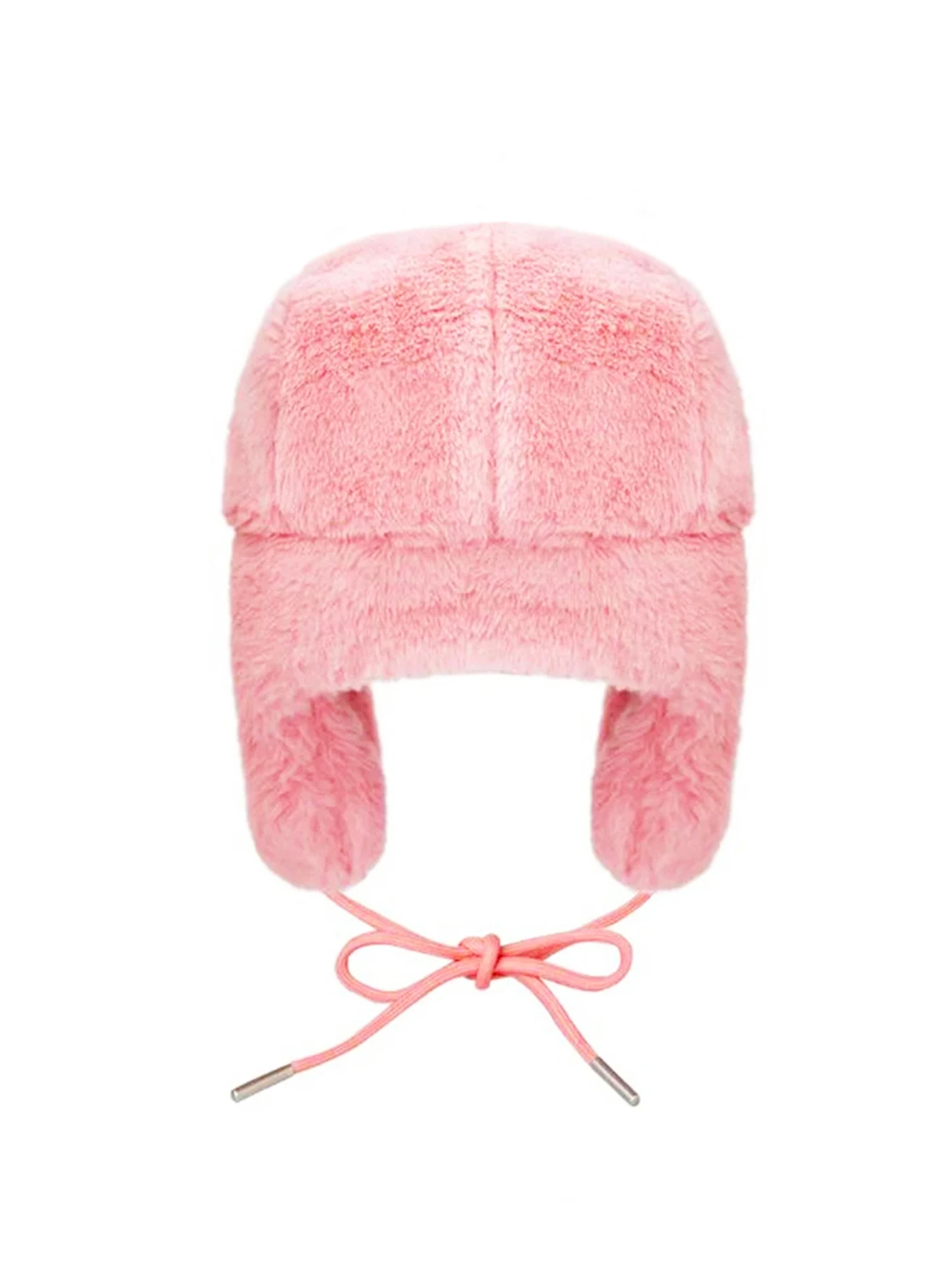 Domokun Pink Cartoon DesignEmbroidery Warm Coral Velvet Lei Feng Hat Autumn Winter Outdoor Ear Protection