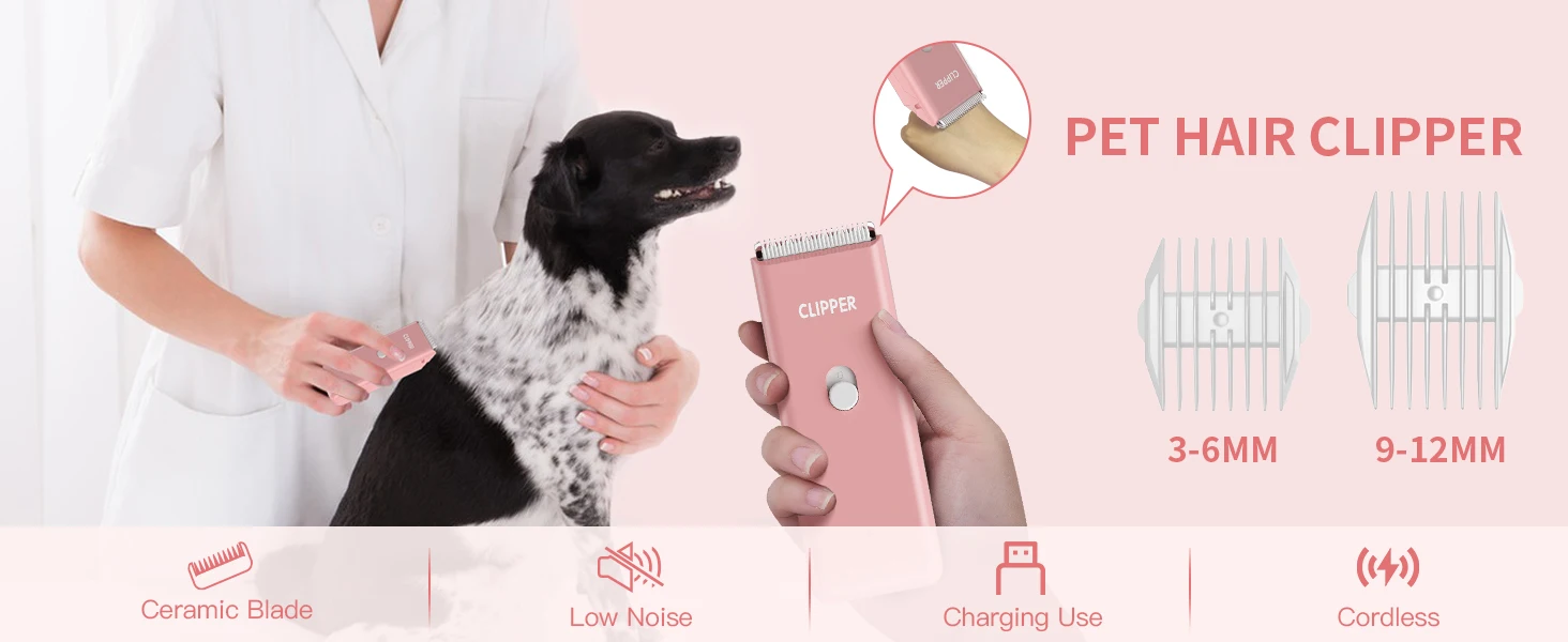Dog Hair Clipper Electric Pet Hair Trimmer Low Noise Shaver For Dog Cats Cordless Rechargeable Professional Pet Grooming Tools