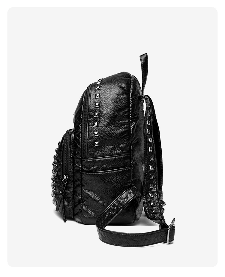 2025 New Super Cool Rivets Soft PU Fashion Backpacks Solid Zipper Large Capacity High Quality Designer Style Backpacks for Women