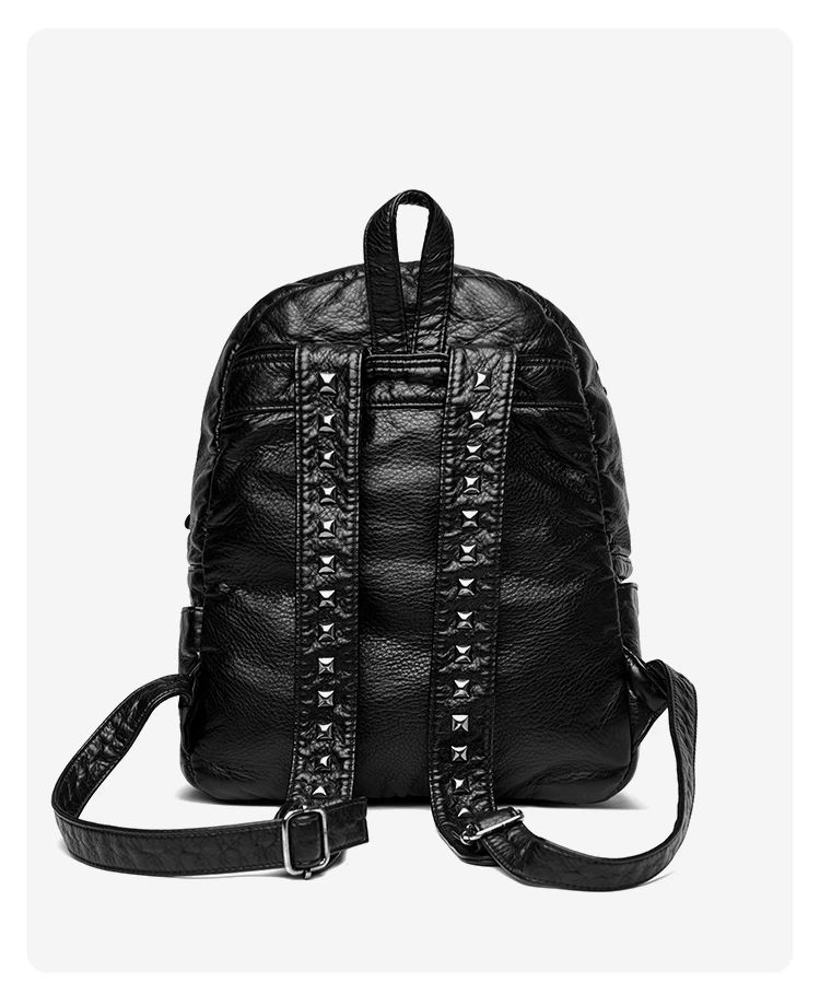 2025 New Super Cool Rivets Soft PU Fashion Backpacks Solid Zipper Large Capacity High Quality Designer Style Backpacks for Women