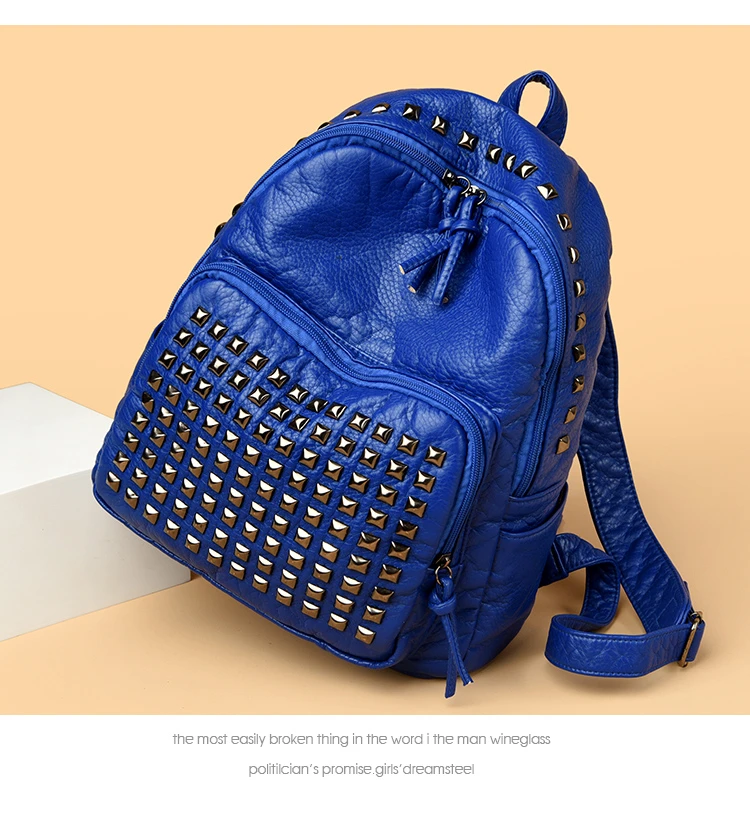 2025 New Super Cool Rivets Soft PU Fashion Backpacks Solid Zipper Large Capacity High Quality Designer Style Backpacks for Women