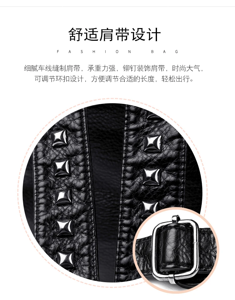 2025 New Super Cool Rivets Soft PU Fashion Backpacks Solid Zipper Large Capacity High Quality Designer Style Backpacks for Women