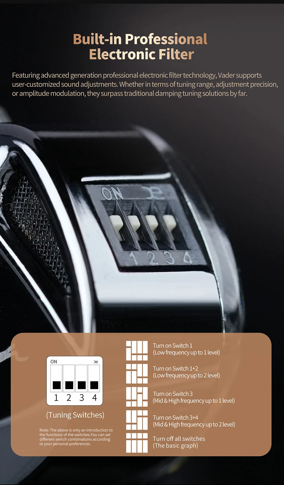 KZ Vader 3 Dynamic Driver IEM In-Ear Monitor Triple 8mm DD Crossover 4-Level Tuning Switch 0.75mm 2-Pin Cable 3.5mm HiFi