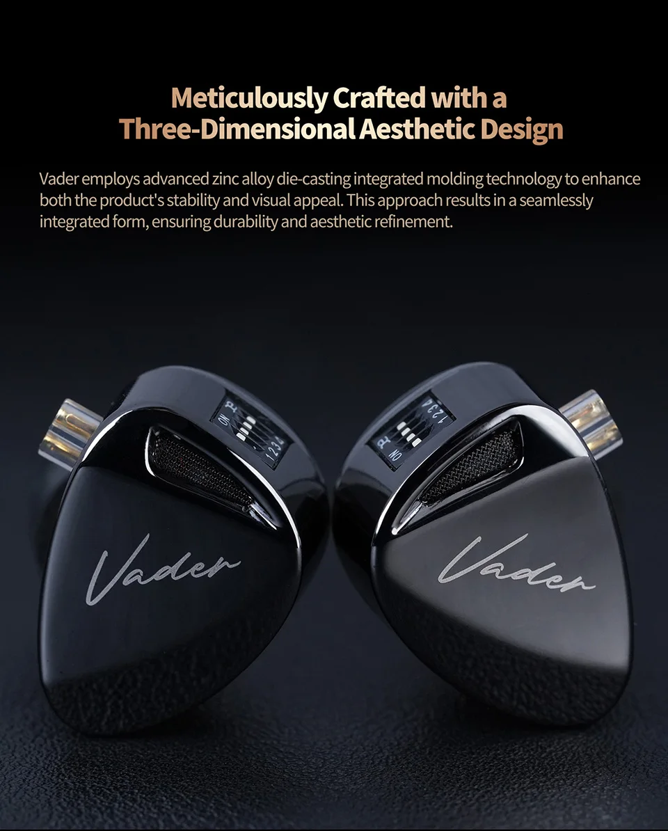 KZ Vader 3 Dynamic Driver IEM In-Ear Monitor Triple 8mm DD Crossover 4-Level Tuning Switch 0.75mm 2-Pin Cable 3.5mm HiFi