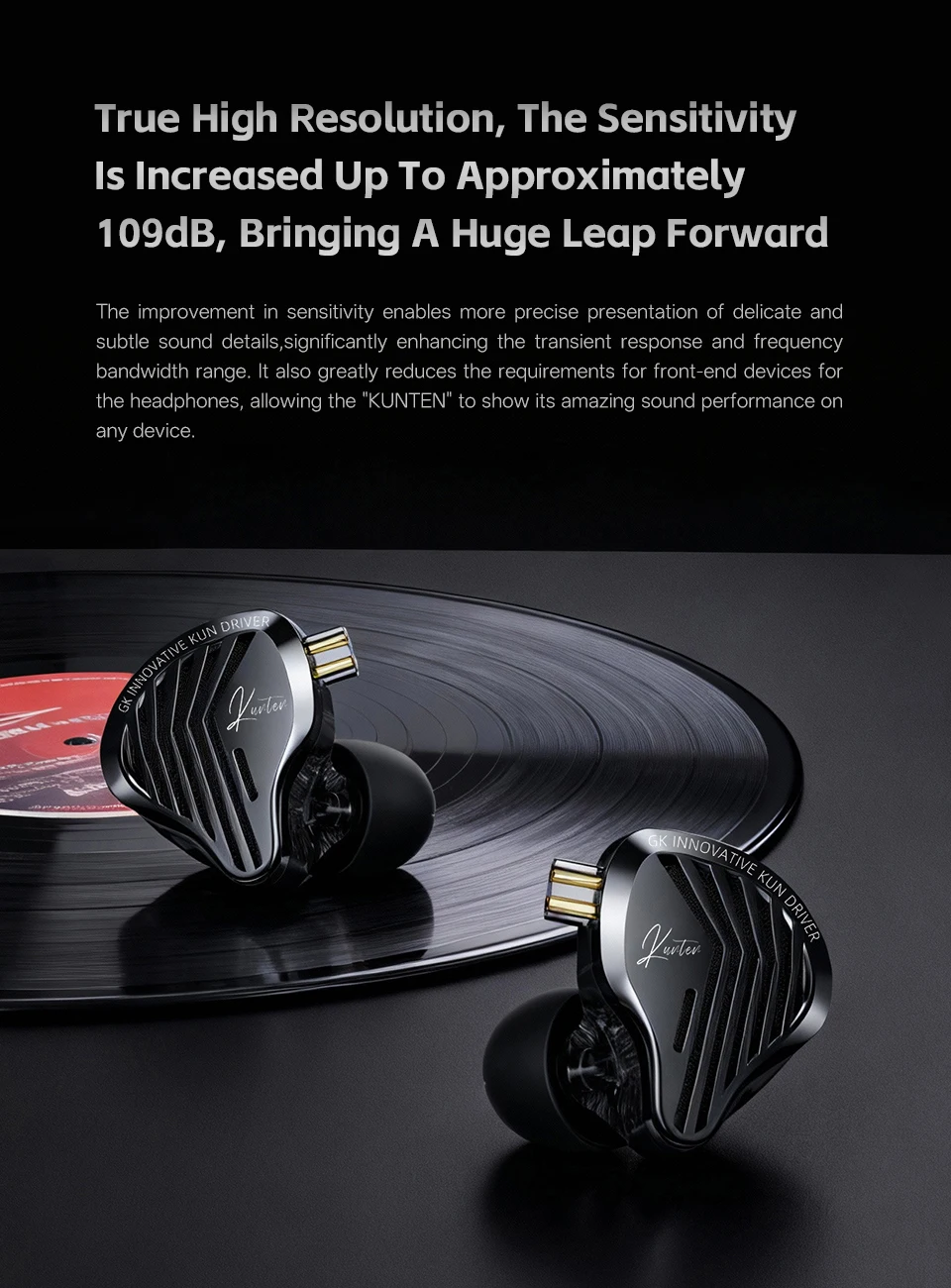 GK KUNTEN Dynamic Drive Heavy Bass Earbuds HIFI Sports Metal Headphones Detachable 2PIN Compatible with KZ Zenith EDX PRO