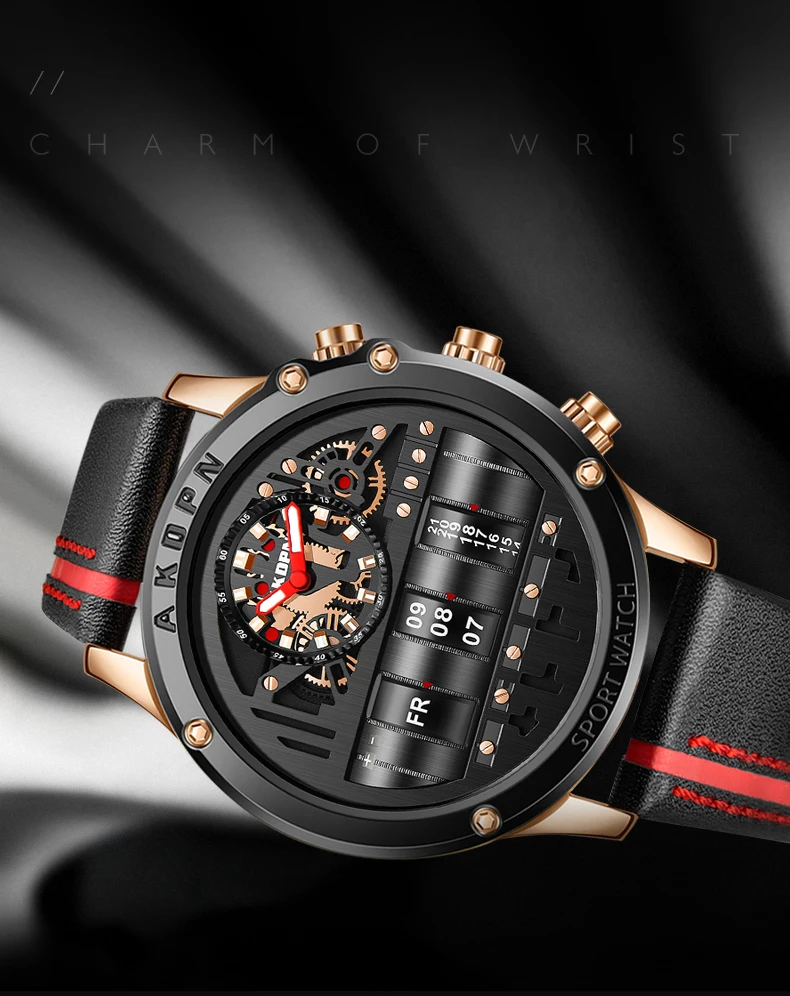 Luxury Electronic Quartz Watch For Men Business Watches Male Creative Men WristWatch Unique Rotate Date Leather Strap Watches