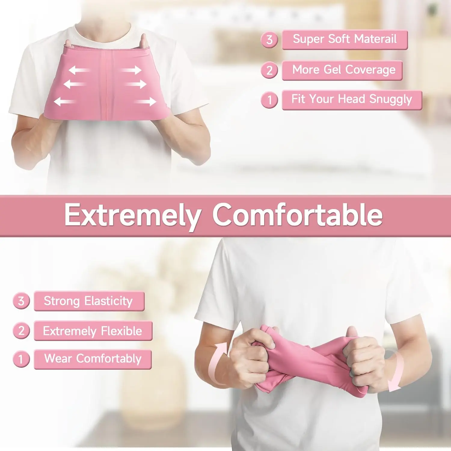 Gel Ice Headache Migraine Relief Hat Cold Compress Therapy Cap Ice Head Wrap Pack Eye Mask For Pressure Relieve Pain Ice Hat