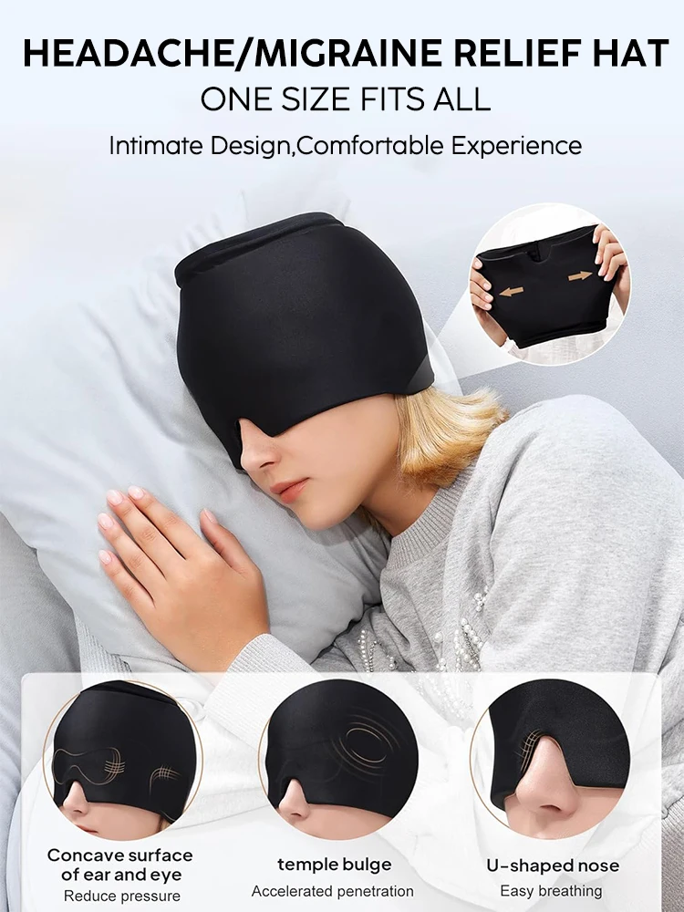 Gel Ice Headache Migraine Relief Hat Cold Compress Therapy Cap Ice Head Wrap Pack Eye Mask For Pressure Relieve Pain Ice Hat