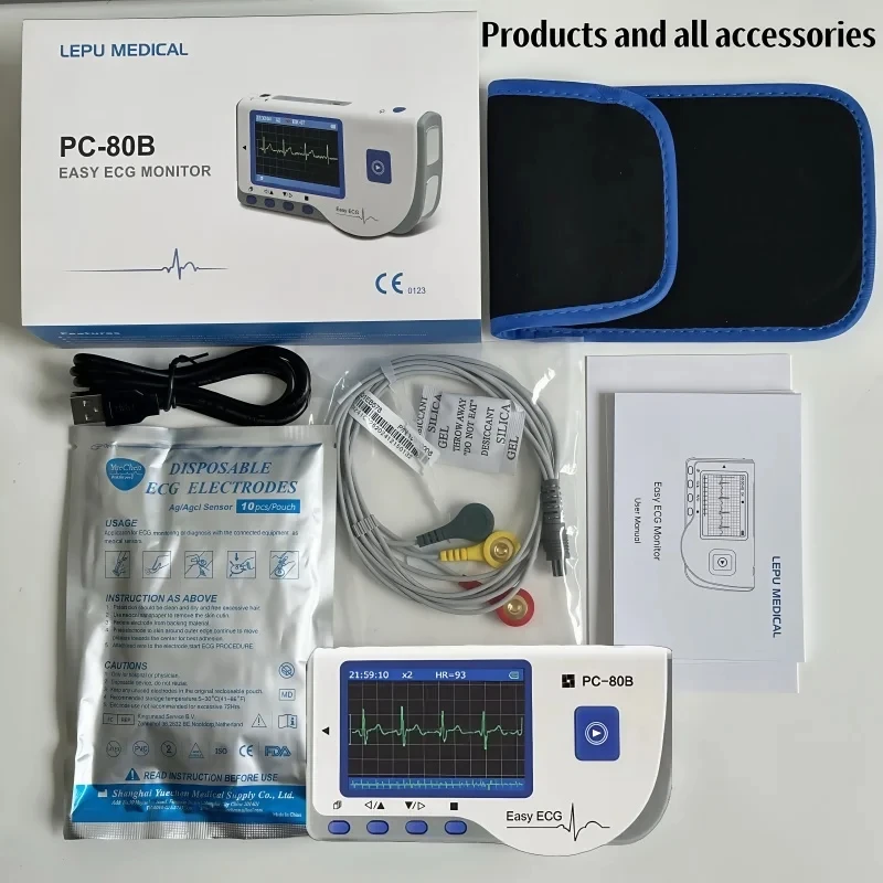Portable Bluetooth ECG Monitor PC-80B ECG Monitor, Visible Electrocardiogram, USB Rechargeable Heart Rate Detector