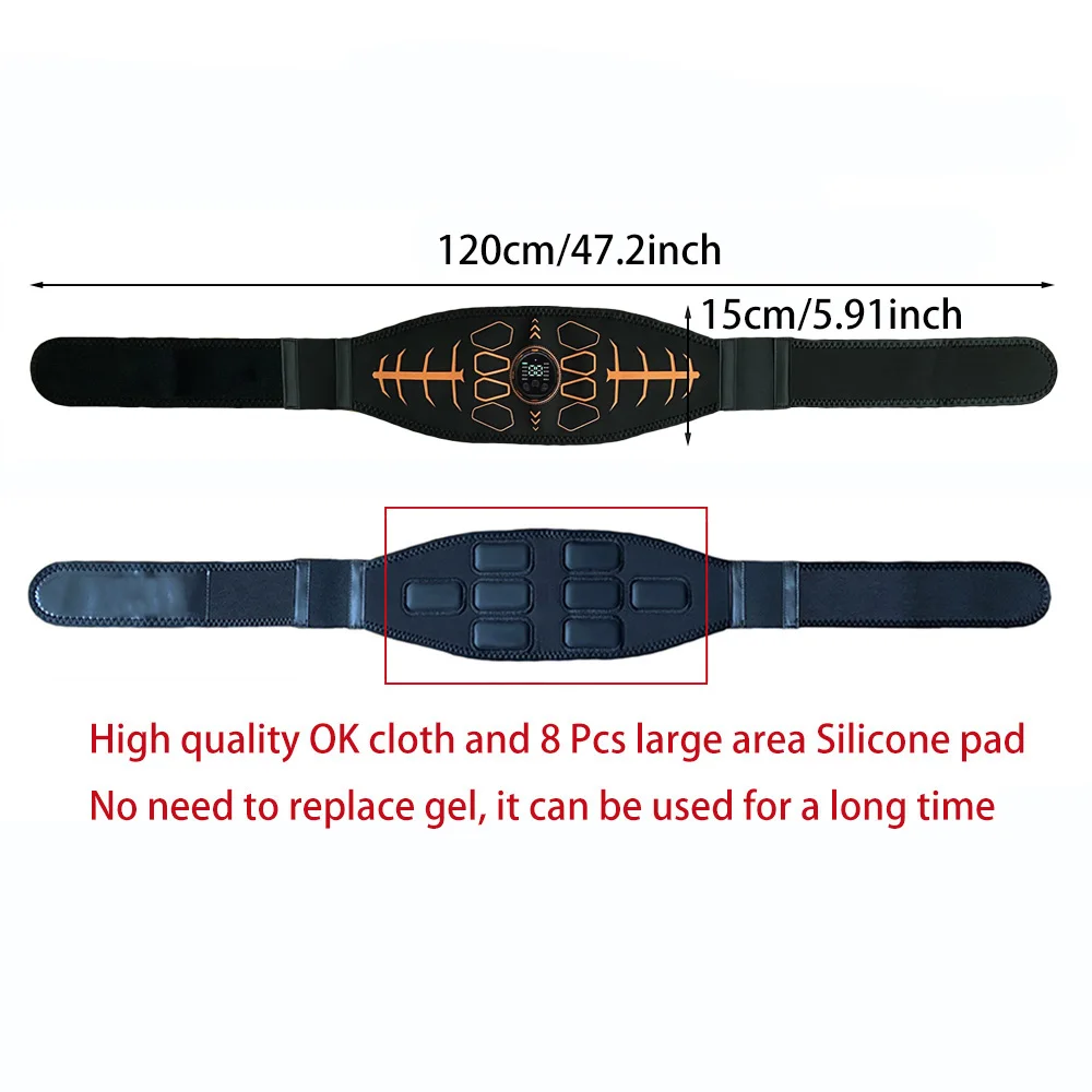 Muscle Toner Smart Abdominal Toning Belt EMS Muscle Stimulator Ab Trainer USB Charge Body Massager Weight Loss Fitness Equipment