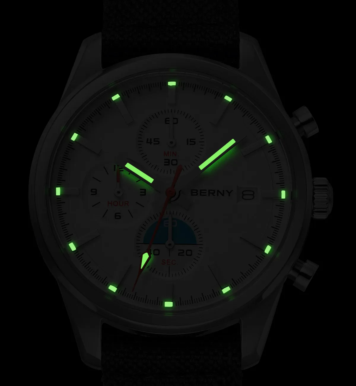 BERNY Chronograph Quartz Men Watch Luminous Miyota OS10 Top Luxury AR Coated Sapphire 5ATM Waterproof 2026 Sports Men’s Watches