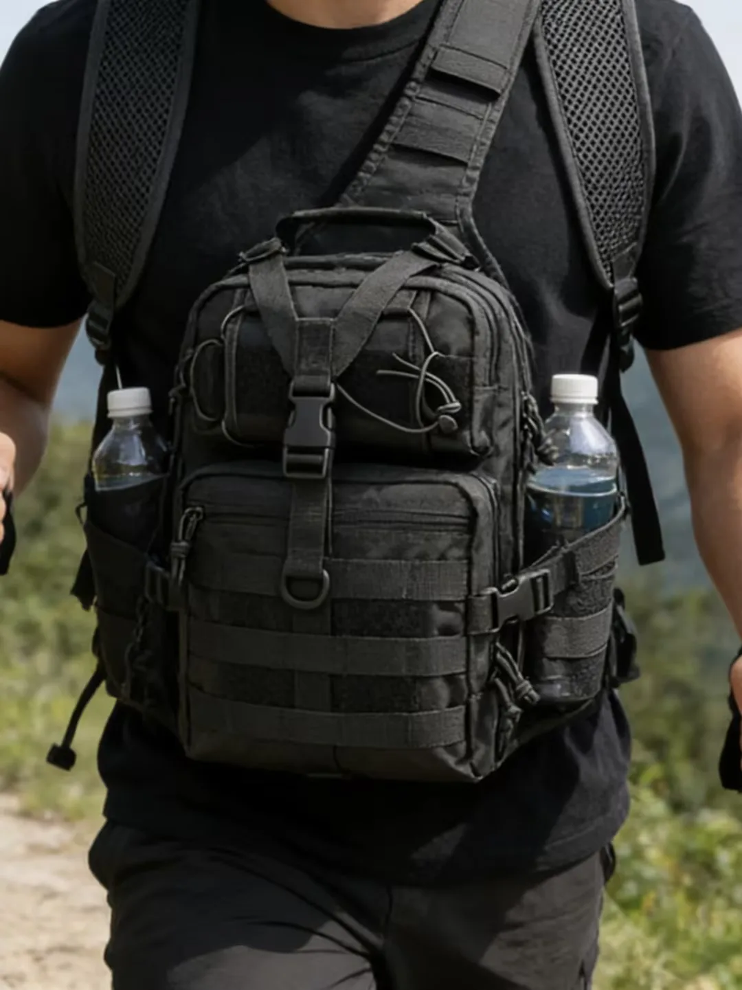 HOMEFISH Men's Multifunctional Tactical Shoulder Bag, Waterproof Camouflage Chest Bag, Large Capacity Crossbody Bag