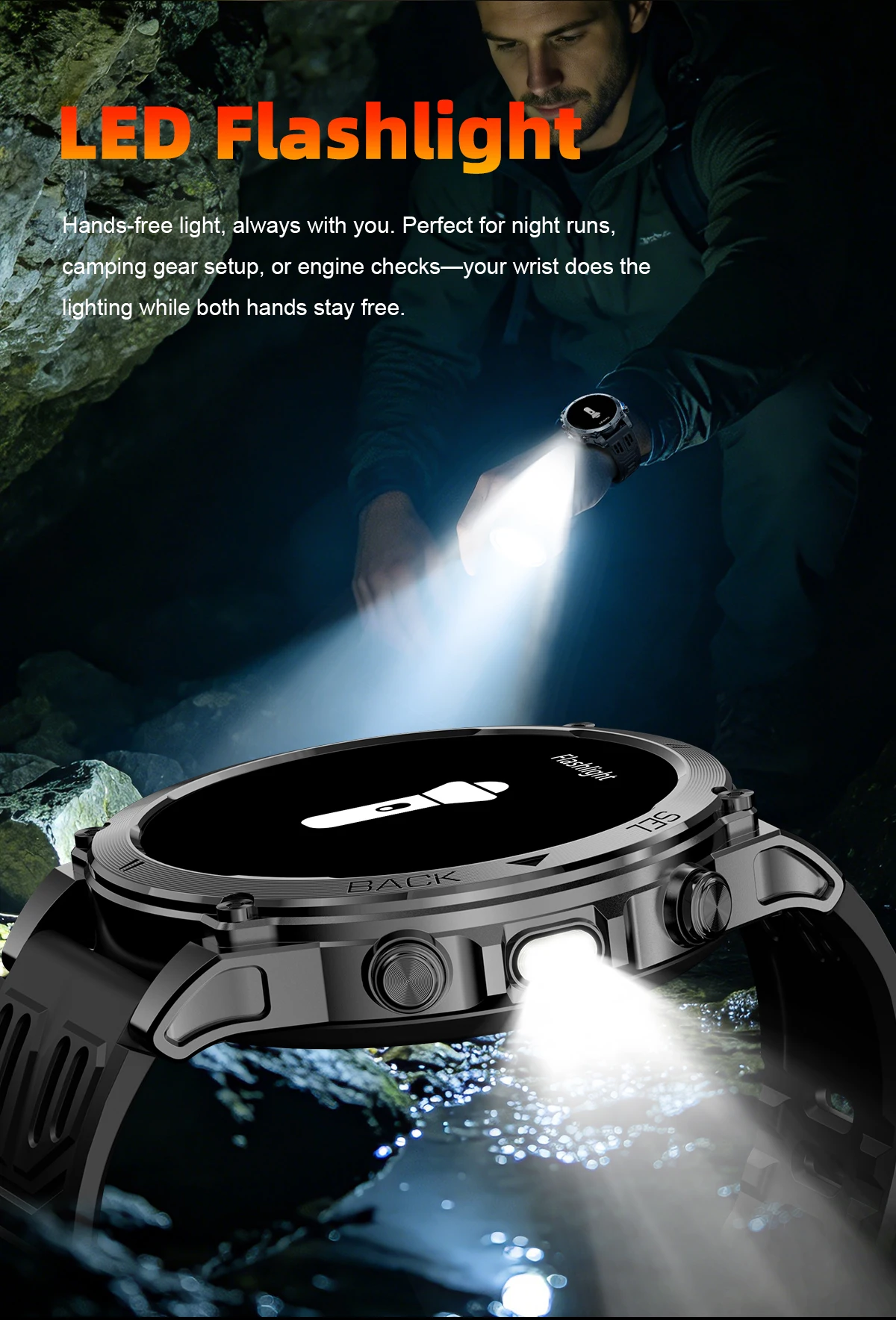 T-RX4 Ultra GPS Outdoors Military Smart Watch Men 1.7" AMOLED Compass 10ATM Waterproof 850mAh Battery Bluetooth Call Smartwatch