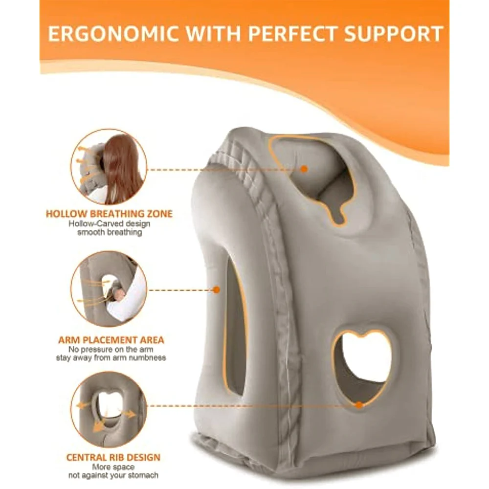 Upgraded Inflatable Air Cushion Travel Pillow Headrest Chin Support Cushions for Airplane Plane Car Office Rest Neck Nap Pillows