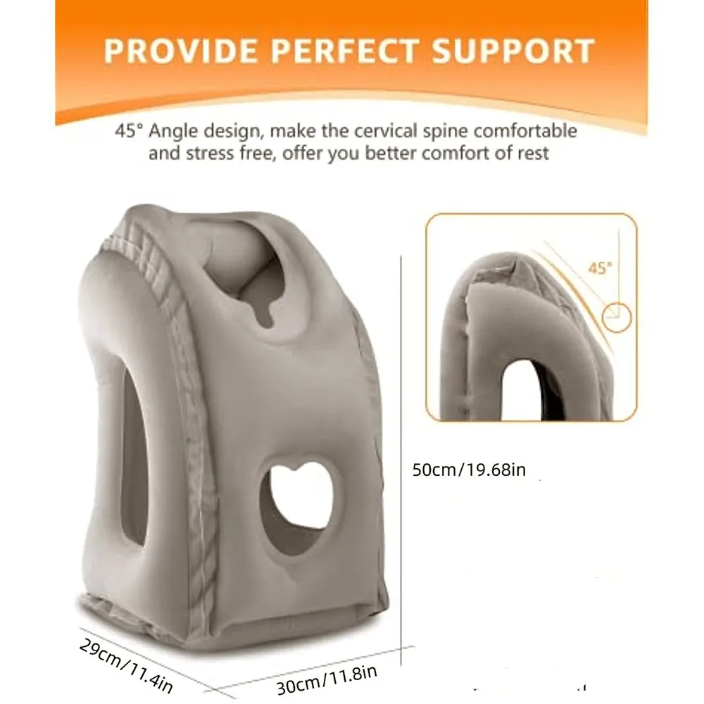 Upgraded Inflatable Air Cushion Travel Pillow Headrest Chin Support Cushions for Airplane Plane Car Office Rest Neck Nap Pillows