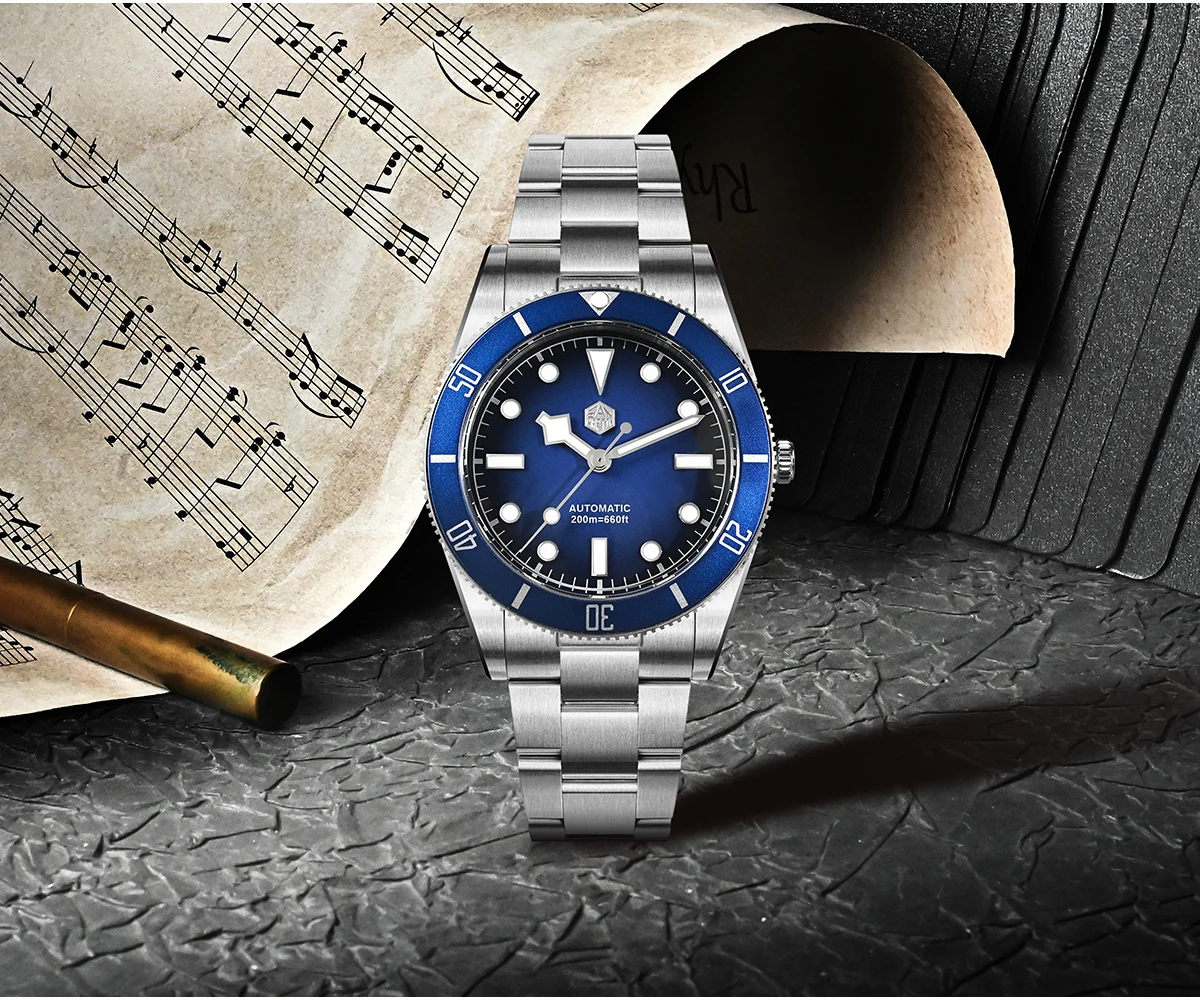 San Martin New Upgraded 37mm BB54 Vintage Men Diver Watch ST2130 Automatic Mechanical Sapphire Luminous Waterproof 200m SN0138