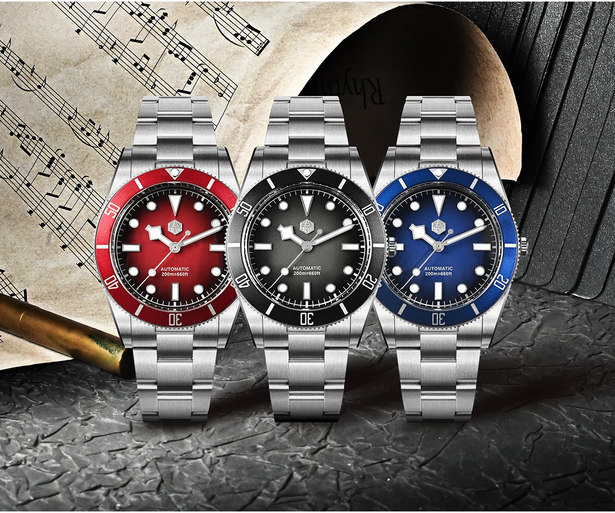 San Martin New Upgraded 37mm BB54 Vintage Men Diver Watch ST2130 Automatic Mechanical Sapphire Luminous Waterproof 200m SN0138