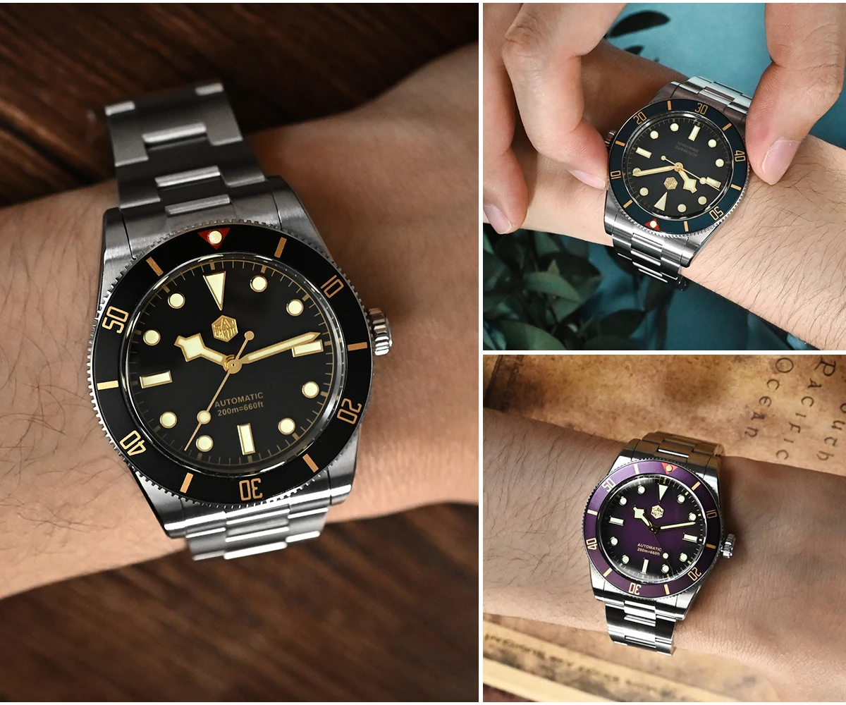 San Martin New Upgraded 37mm BB54 Vintage Men Diver Watch ST2130 Automatic Mechanical Sapphire Luminous Waterproof 200m SN0138
