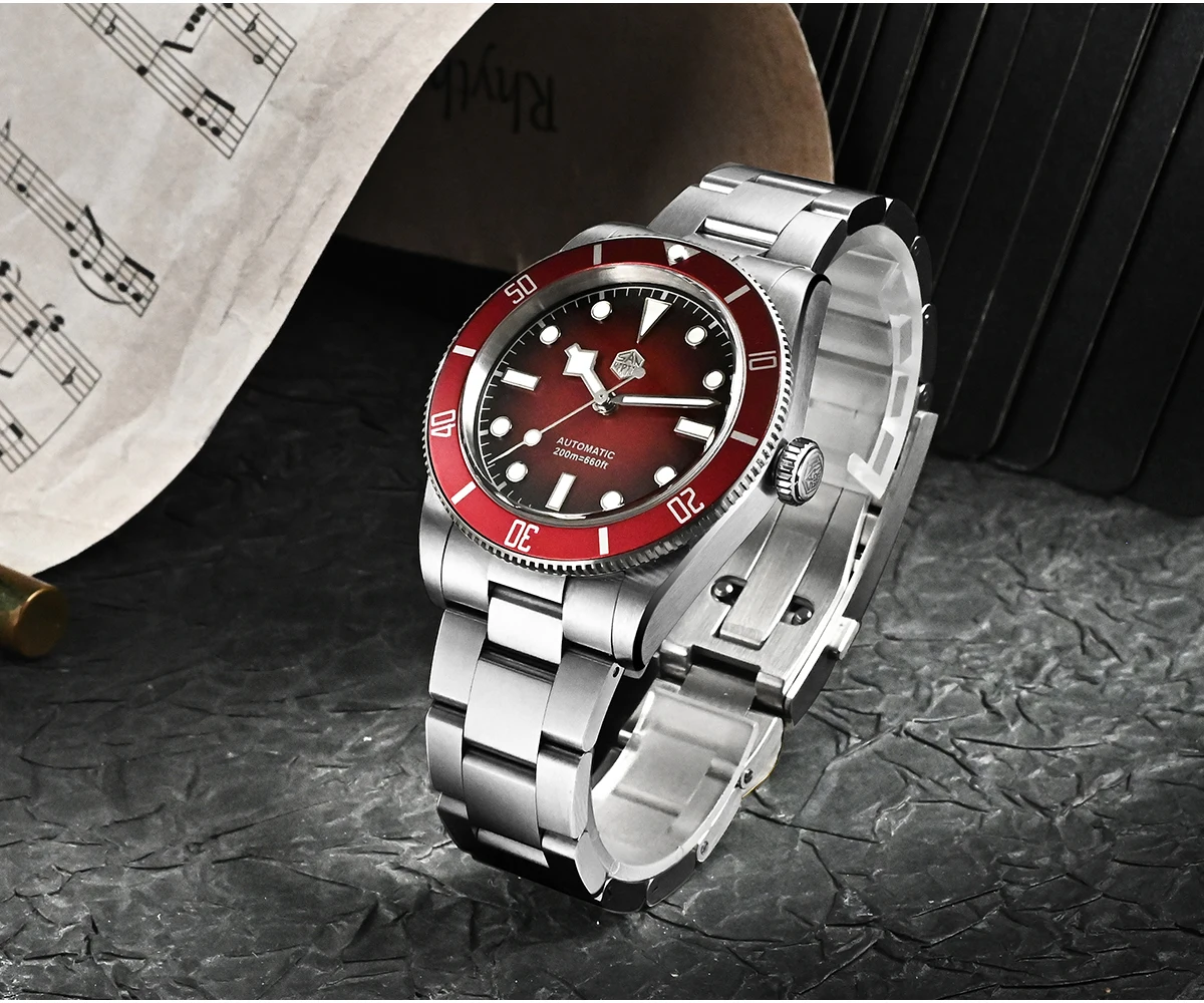 San Martin New Upgraded 37mm BB54 Vintage Men Diver Watch ST2130 Automatic Mechanical Sapphire Luminous Waterproof 200m SN0138