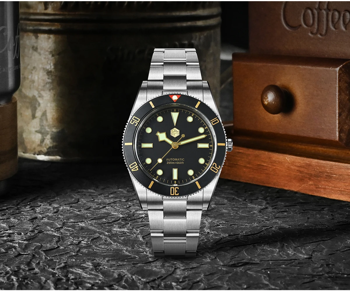 San Martin New Upgraded 37mm BB54 Vintage Men Diver Watch ST2130 Automatic Mechanical Sapphire Luminous Waterproof 200m SN0138