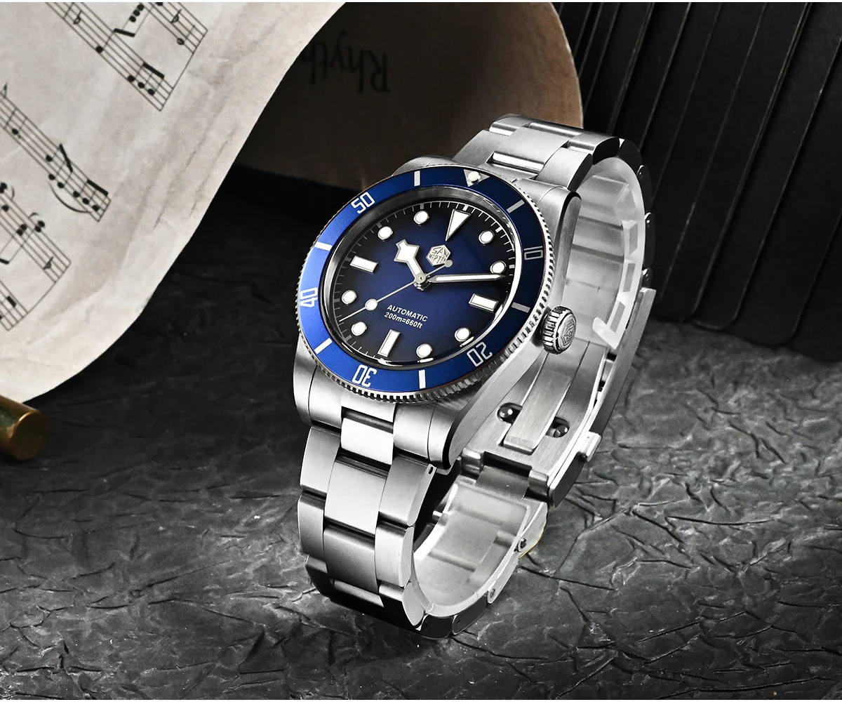San Martin New Upgraded 37mm BB54 Vintage Men Diver Watch ST2130 Automatic Mechanical Sapphire Luminous Waterproof 200m SN0138