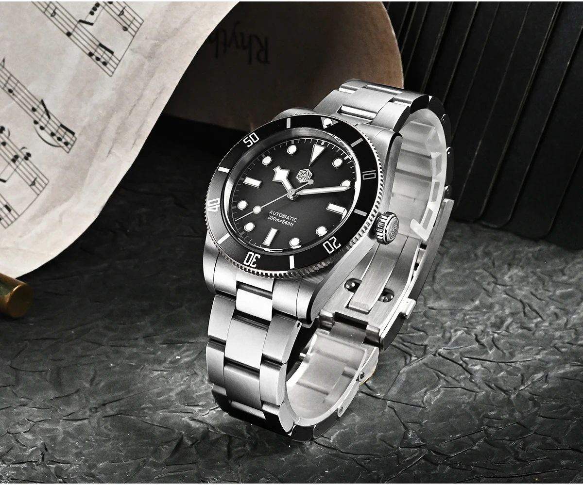 San Martin New Upgraded 37mm BB54 Vintage Men Diver Watch ST2130 Automatic Mechanical Sapphire Luminous Waterproof 200m SN0138