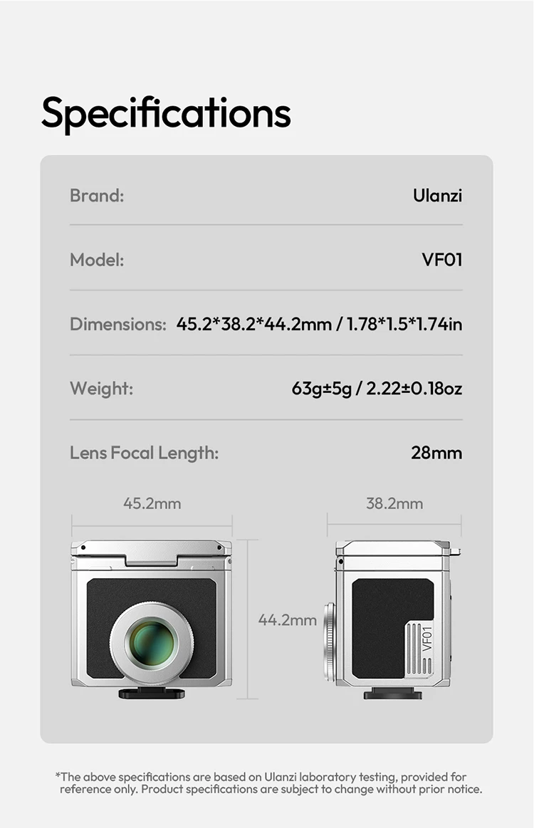 Ulanzi VF01 Waist-Level Viewfinder for Canon Sony Nikon Optical Viewfinder with 28mm Focal Length 35mm/50mm Frameline Cold Shoe