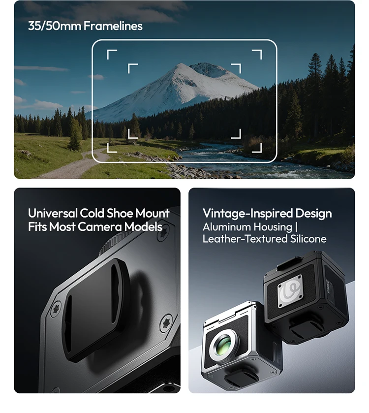 Ulanzi VF01 Waist-Level Viewfinder for Canon Sony Nikon Optical Viewfinder with 28mm Focal Length 35mm/50mm Frameline Cold Shoe