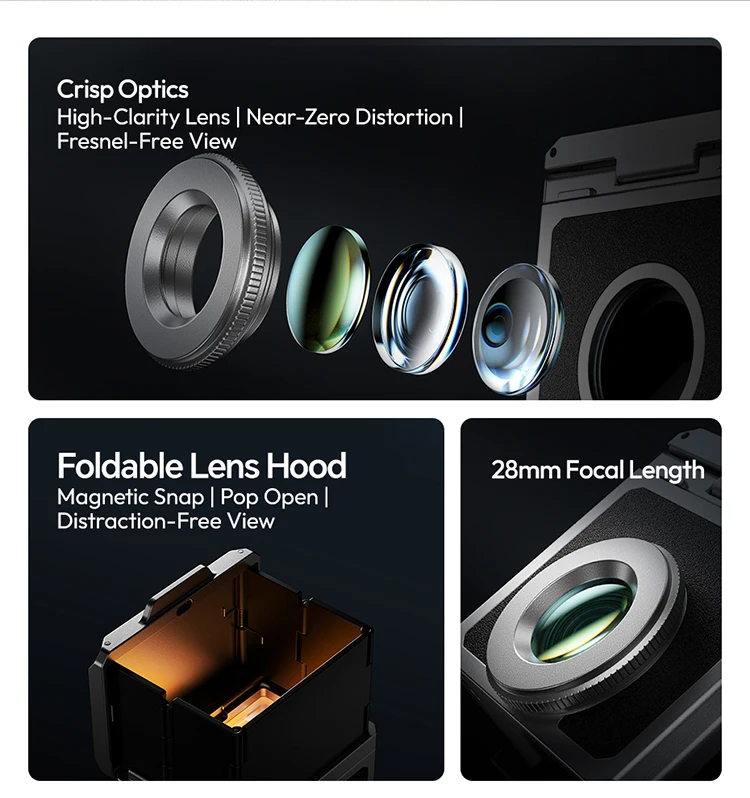 Ulanzi VF01 Waist-Level Viewfinder for Canon Sony Nikon Optical Viewfinder with 28mm Focal Length 35mm/50mm Frameline Cold Shoe