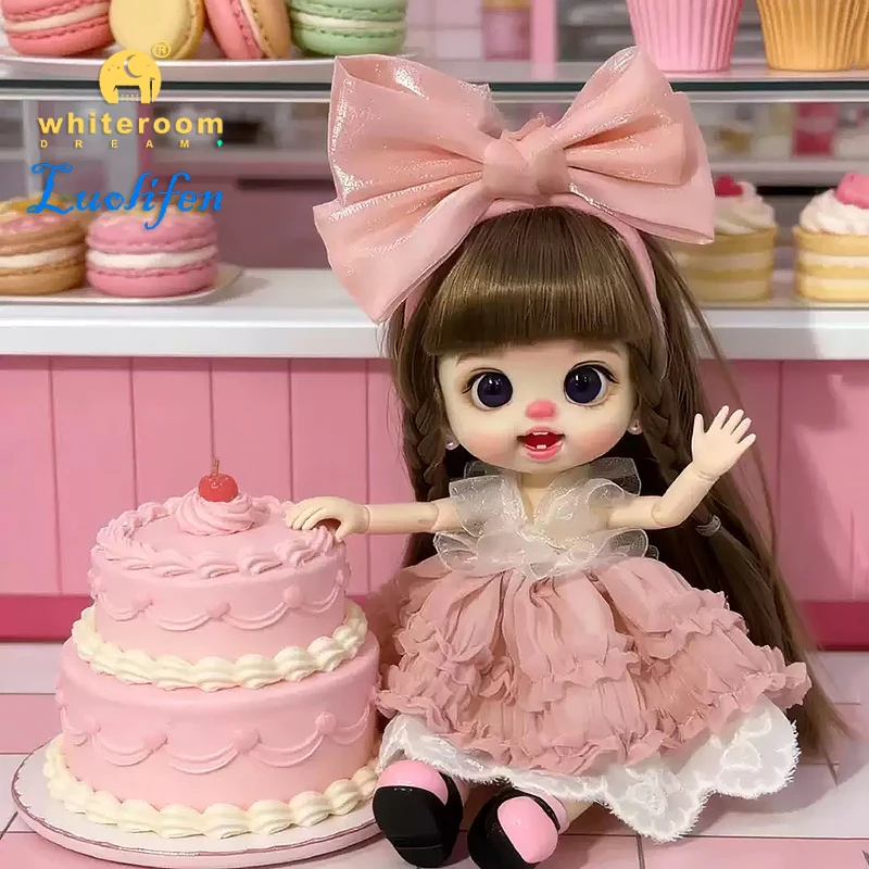 Luolifen Doll for Girl Gift Cute Mini OB11 BJD Trendy Toy Denim Set Kawaii Dopamine Candy Blue Green Eyes Toy Accessories