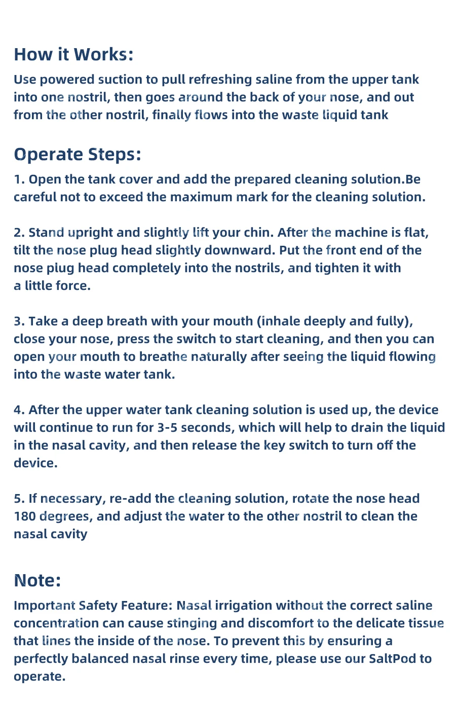 Nasal irrigator 360° clean nasal cavity nose get the dunk out Keep the nasal cavity clean and healthy electric nose cleaner