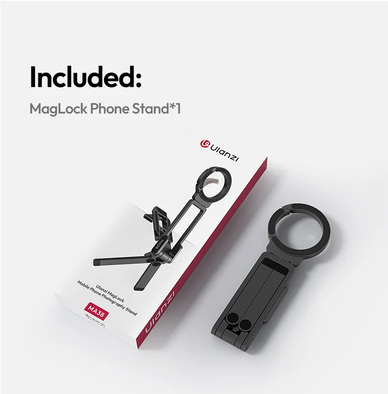 Ulanzi MA38 MagLock Phone Stand Magnetic Phone Mount Selfie for iPhone 17 16 15 14 with Hidden Hook for Slopes Walls for Travel