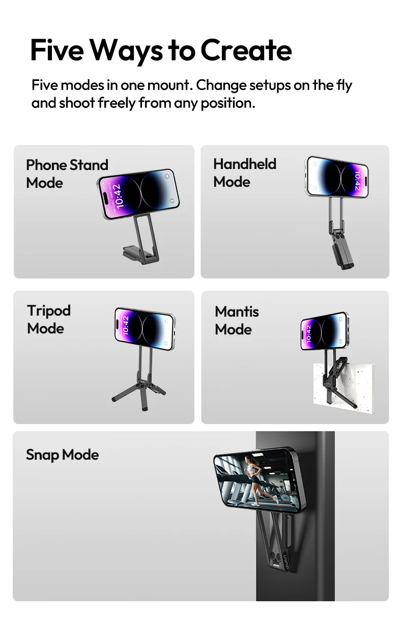 Ulanzi MA38 MagLock Phone Stand Magnetic Phone Mount Selfie for iPhone 17 16 15 14 with Hidden Hook for Slopes Walls for Travel