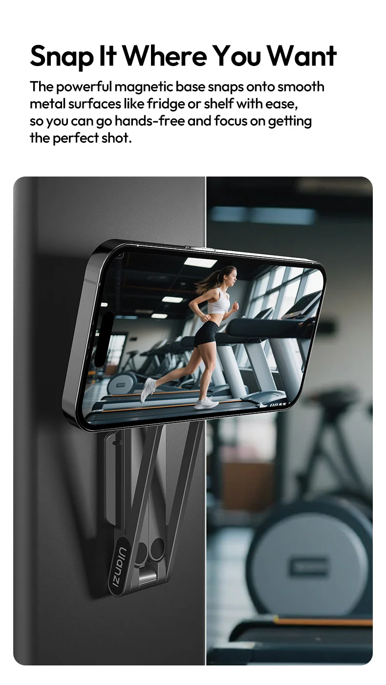 Ulanzi MA38 MagLock Phone Stand Magnetic Phone Mount Selfie for iPhone 17 16 15 14 with Hidden Hook for Slopes Walls for Travel