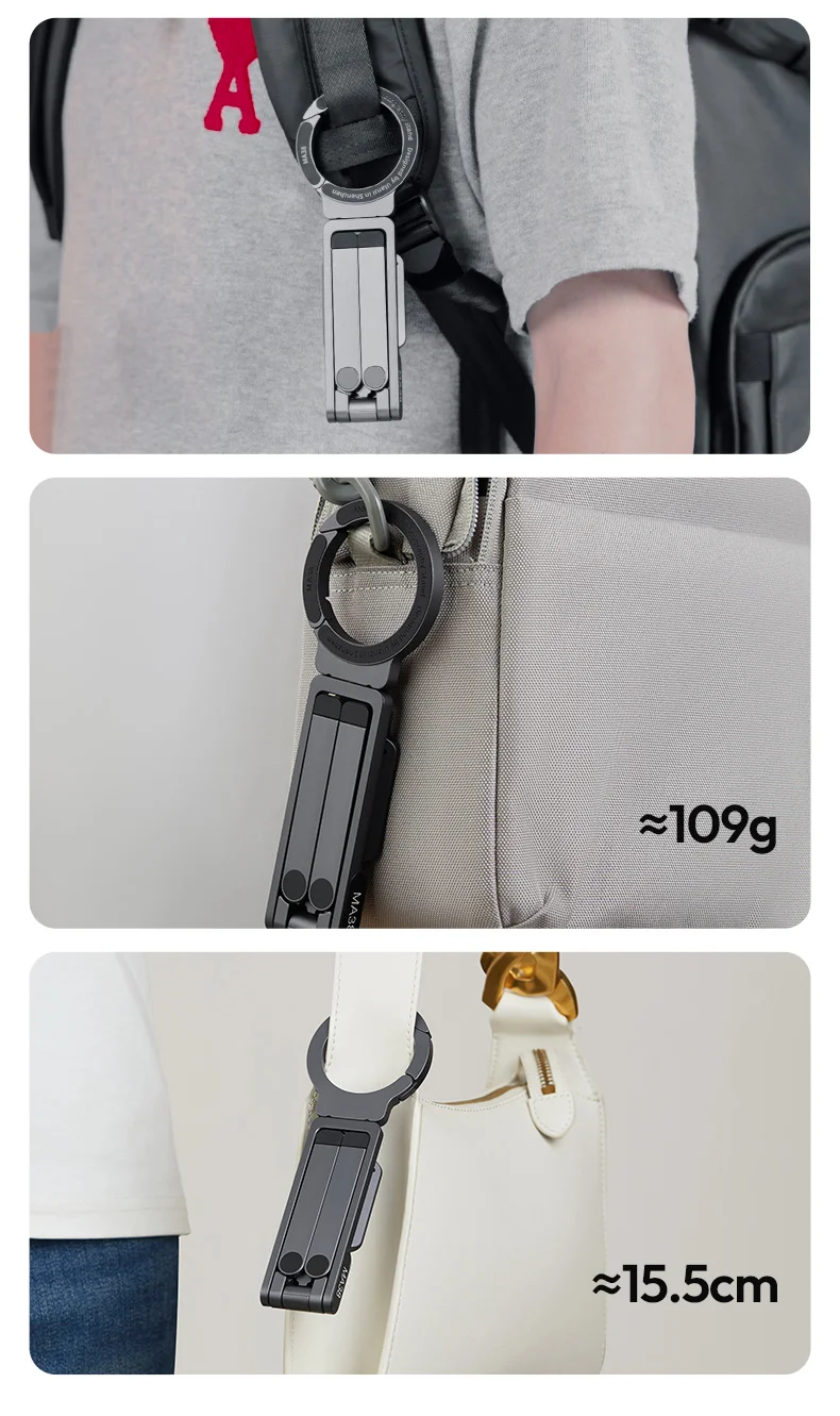 Ulanzi MA38 MagLock Phone Stand Magnetic Phone Mount Selfie for iPhone 17 16 15 14 with Hidden Hook for Slopes Walls for Travel